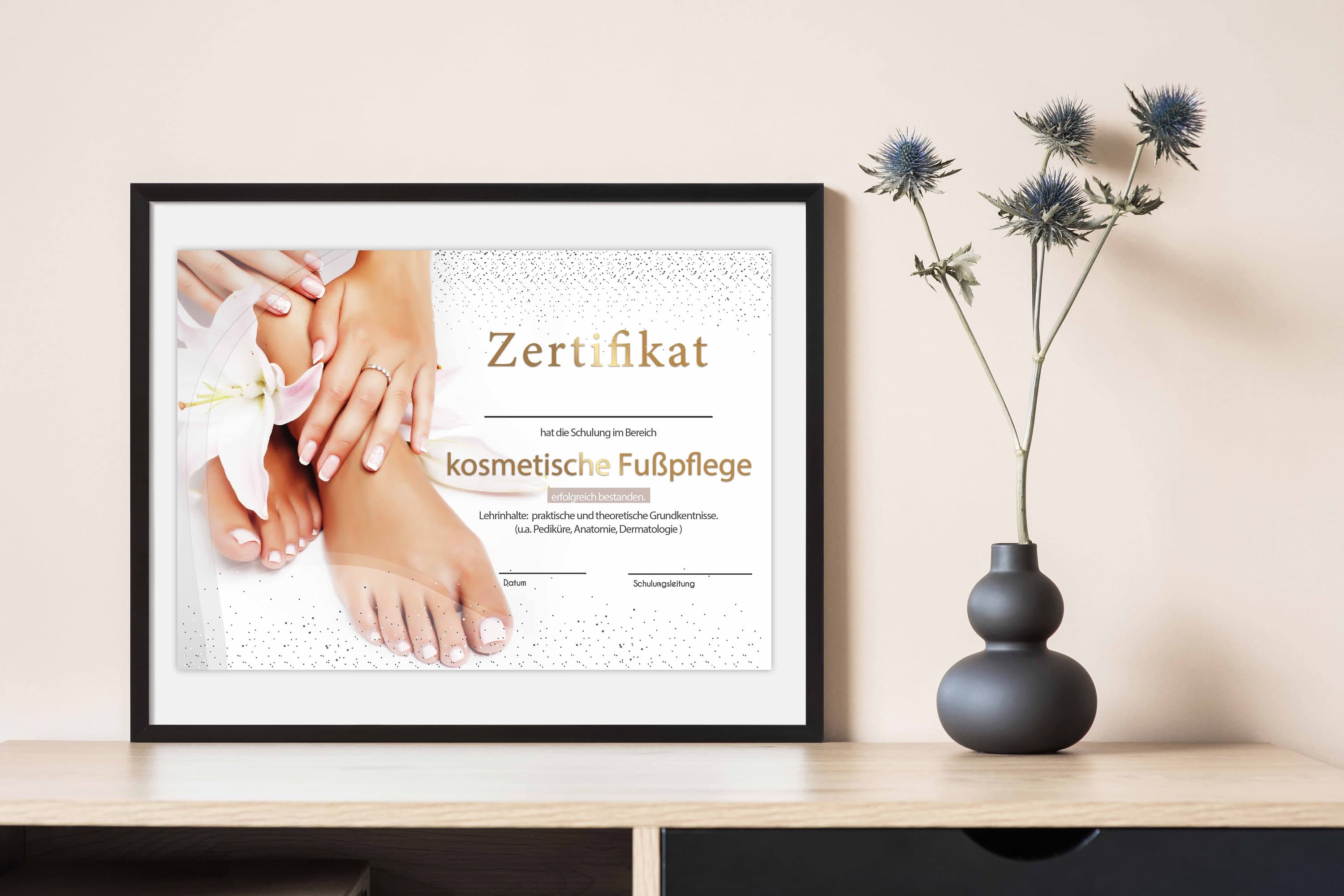 Zertifikat Kosmetische Fusspflege Pedicure | A4 PDF Canva