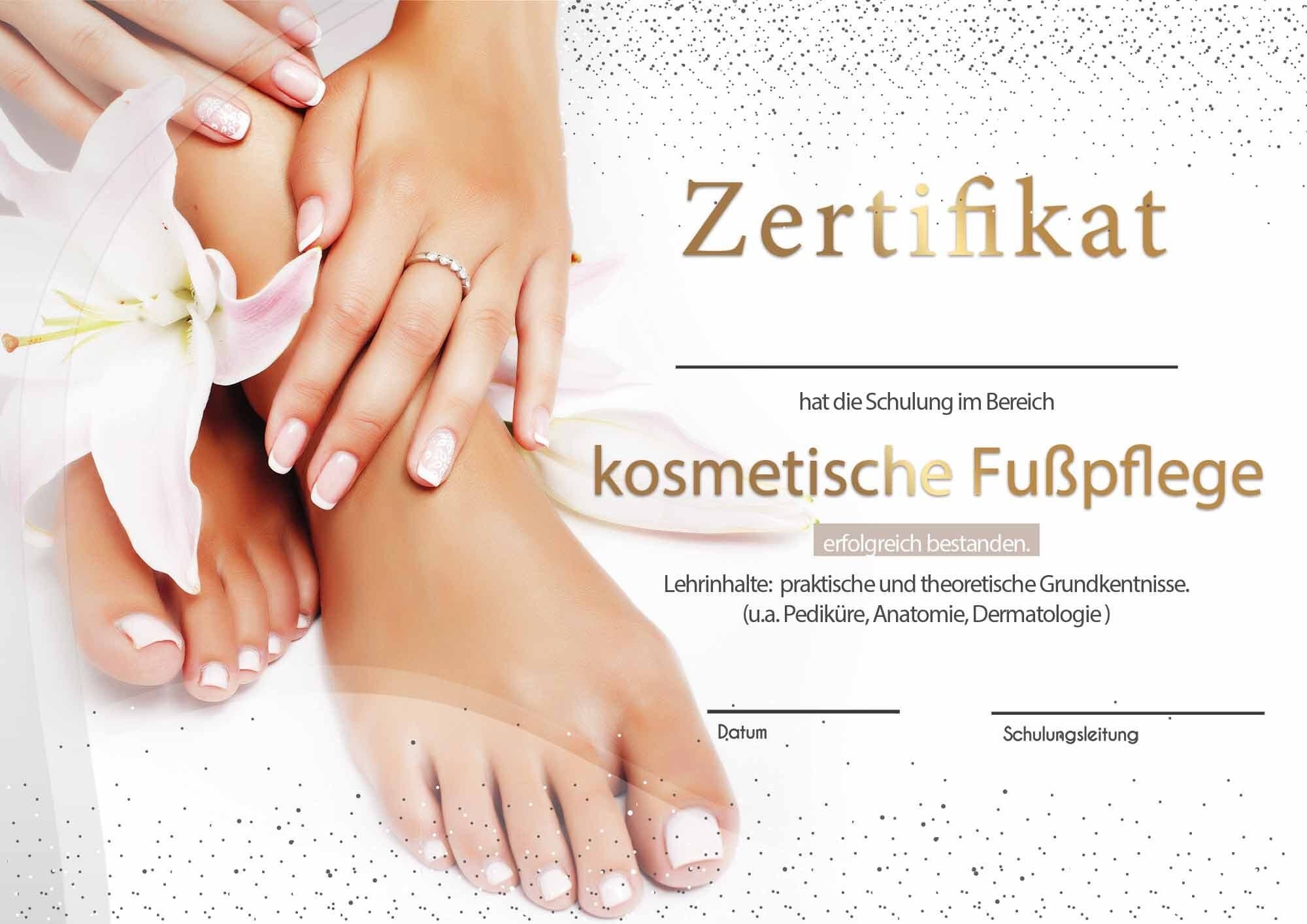 Zertifikat Kosmetische Fusspflege Pedicure | A4 PDF Canva - Vorschau 2