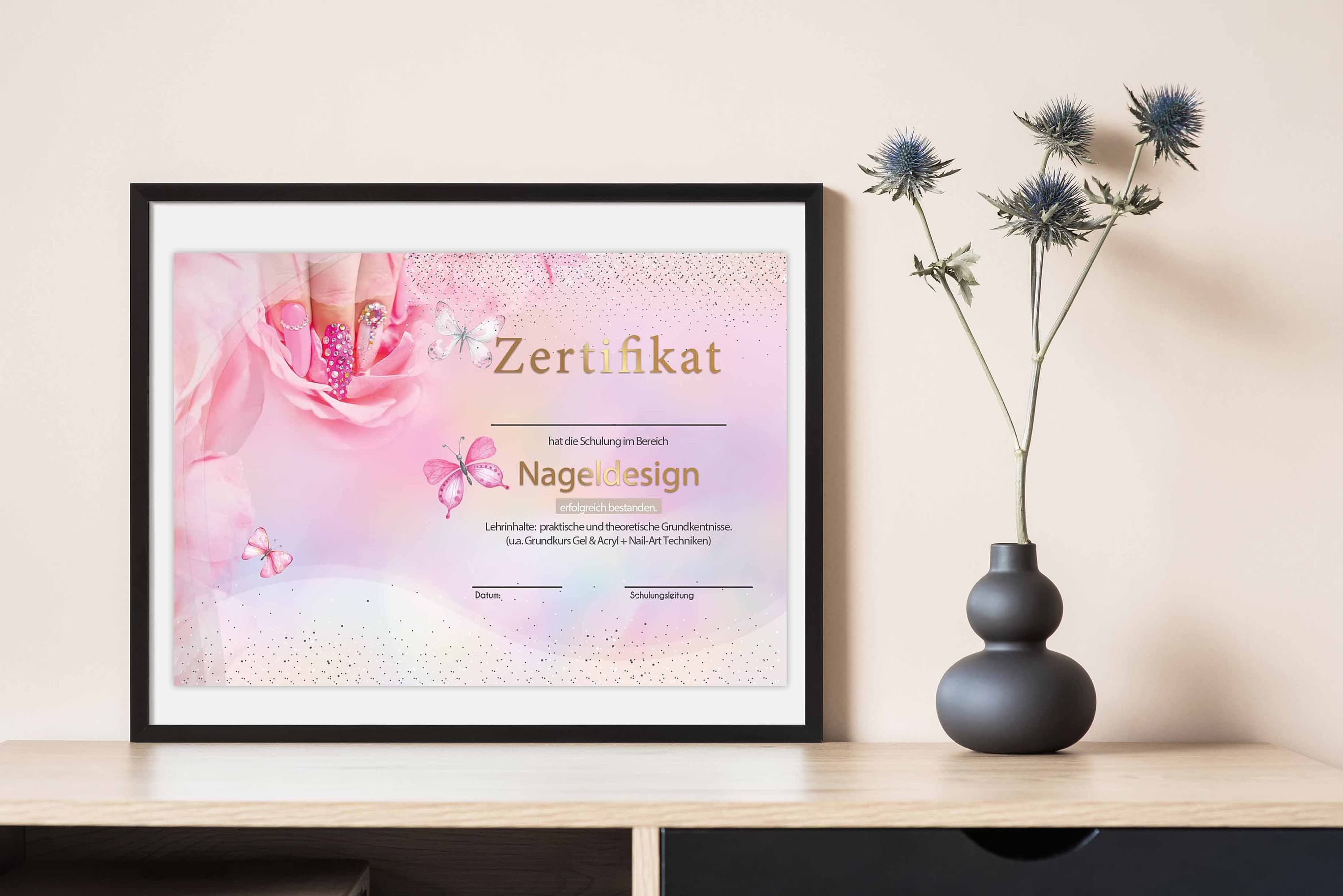 Zertifikat Nageldesign Nail Tech Certificate | A4 PDF Canva