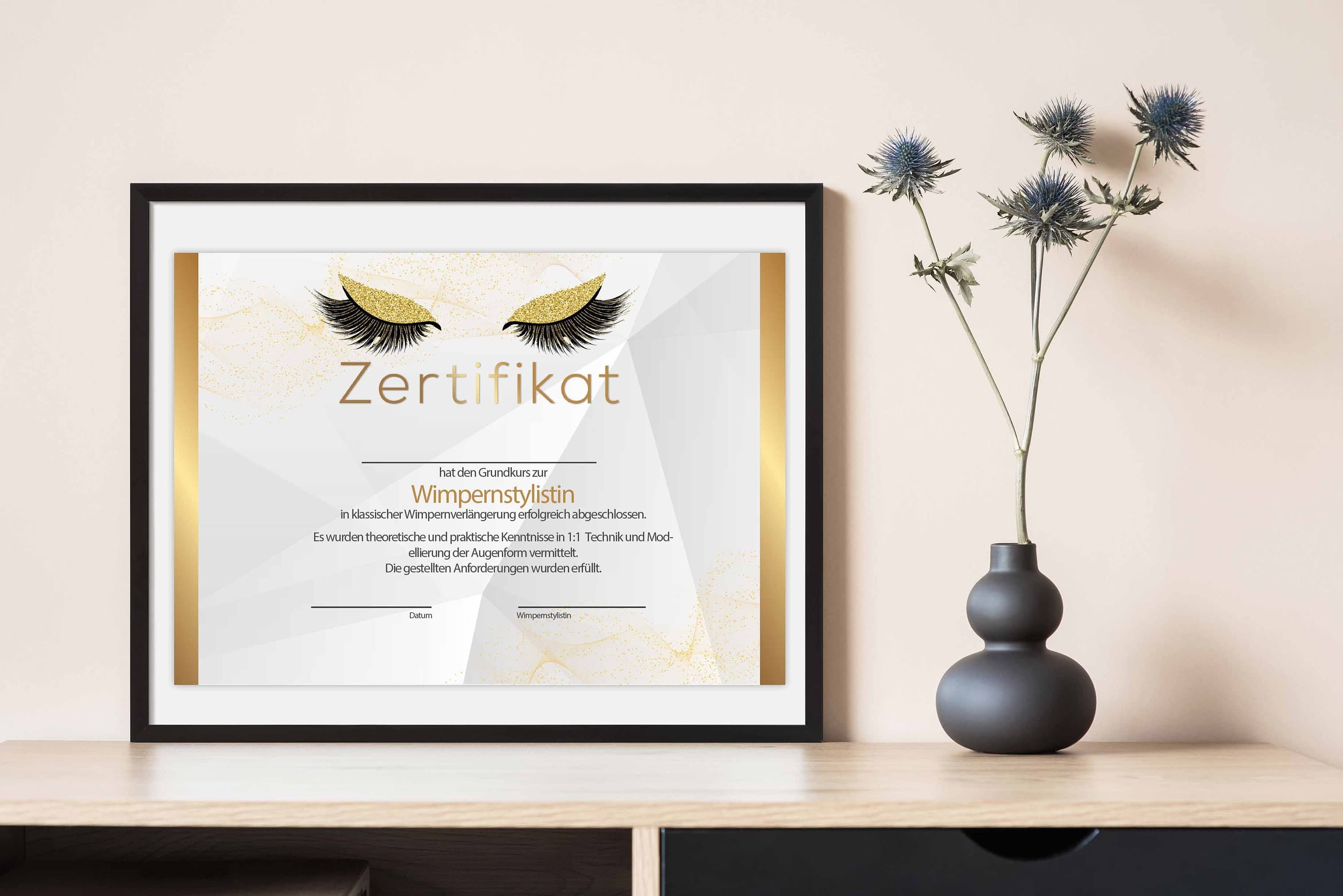 Zertifikat Wimpernverlängerung Lash Extension 1:1 | A4 PDF