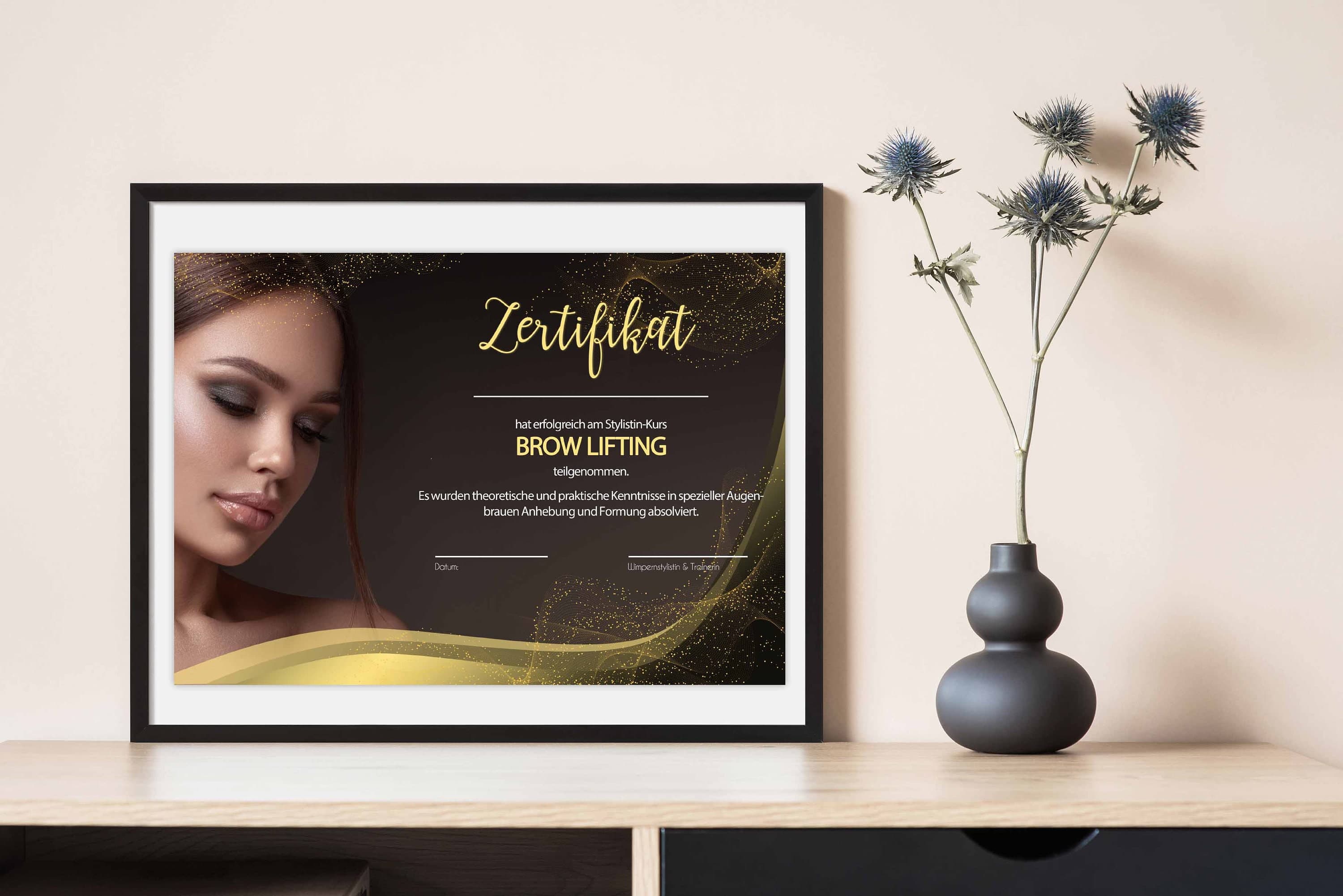 Brow Lifting Zertifikat | Abschluss Vorlage | Beauty Award DIY