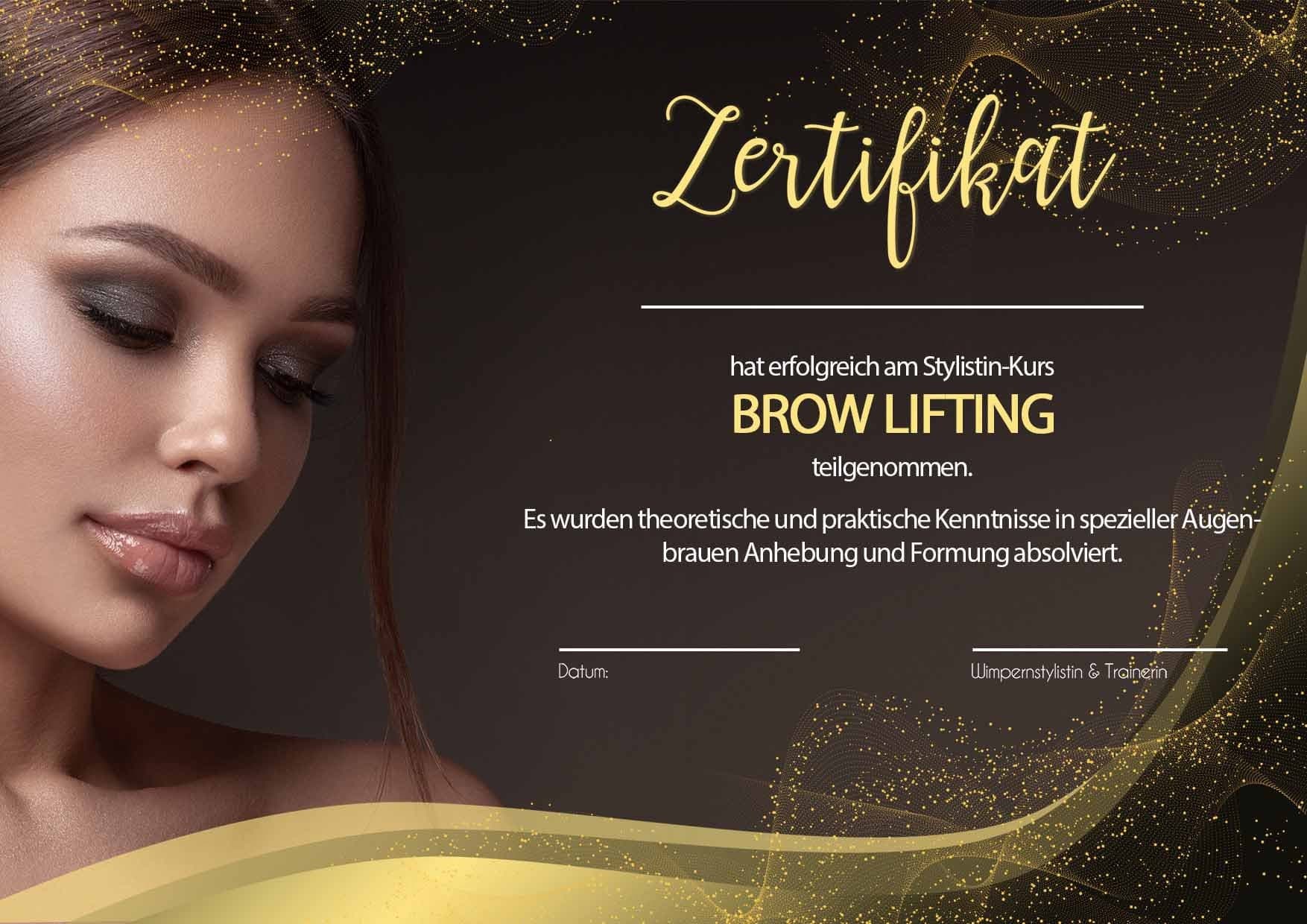 Brow Lifting Zertifikat | Abschluss Vorlage | Beauty Award DIY - Vorschau 2